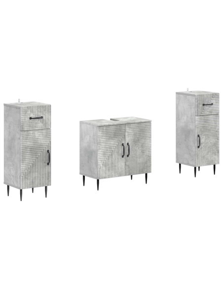 Set di Armadi da Bagno da 2 Pezzi HAARLEM Grigio Cemento