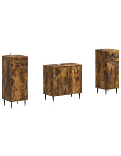 Set di Armadi da Bagno da 2 Pezzi HAARLEM Rovere Fumo