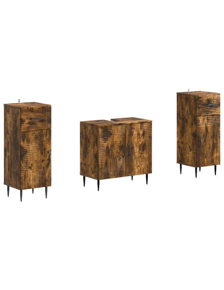 Set di Armadi da Bagno da 2 Pezzi HAARLEM Rovere Fumo