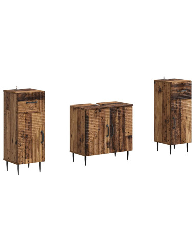 Set di Armadi da Bagno da 2 Pezzi HAARLEM Legno antico