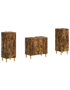 Set di Armadi da Bagno da 2 Pezzi DELFT Rovere Fumo