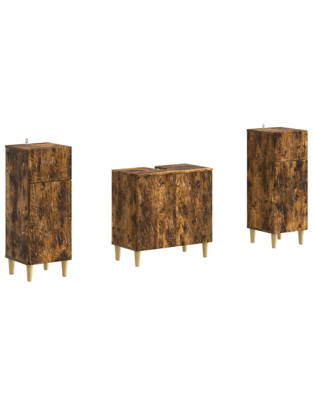 Set di Armadi da Bagno da 2 Pezzi DELFT Rovere Fumo