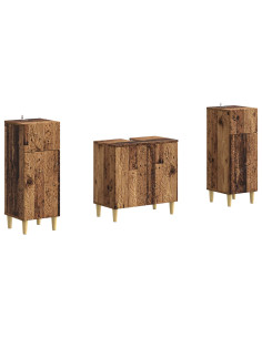Set di Armadi da Bagno da 2 Pezzi DELFT Legno antico