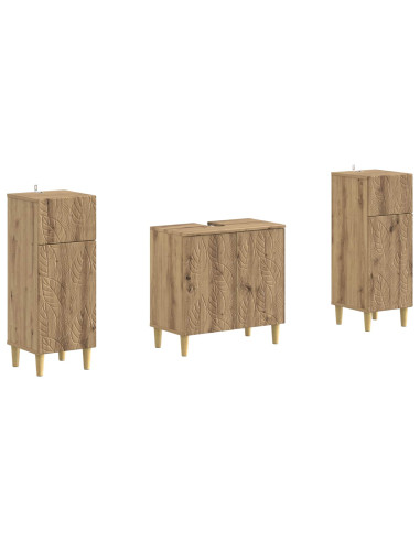 Set di Armadi da Bagno da 2 Pezzi DELFT Rovere Artigianale
