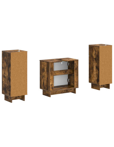 Set di Armadi da Bagno da 2 Pezzi EDE Rovere Fumo