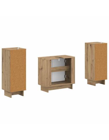 Set di Armadi da Bagno da 2 Pezzi EDE Rovere Artigianale