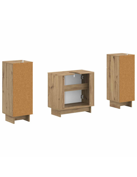 Set di Armadi da Bagno da 2 Pezzi EDE Rovere Artigianale