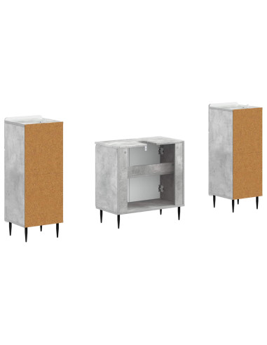 Set di Armadi da Bagno da 2 Pezzi HAARLEM Grigio Cemento