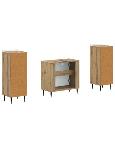 Set di Armadi da Bagno da 2 Pezzi HAARLEM Rovere Artigianale