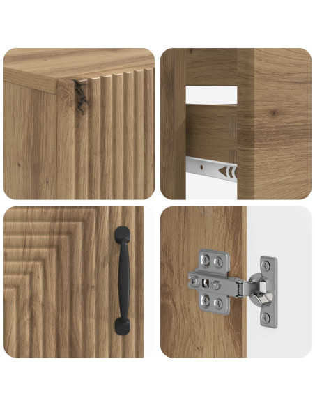 Set di Armadi da Bagno da 2 Pezzi HAARLEM Rovere Artigianale