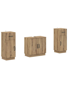 Set di Armadi da Bagno da 2 Pezzi HOORN Rovere Artigianale