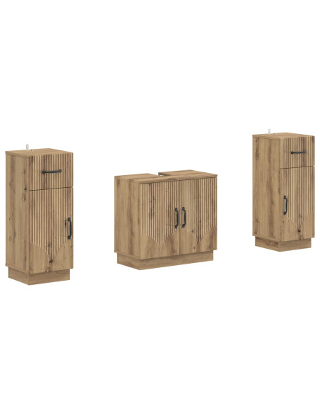 Set di Armadi da Bagno da 2 Pezzi HOORN Rovere Artigianale