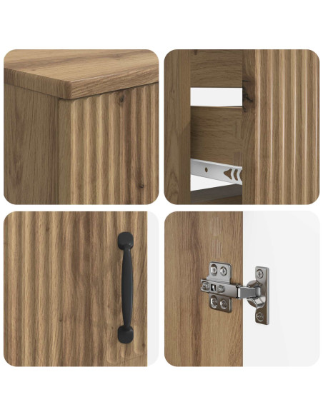 Set di Armadi da Bagno da 2 Pezzi HOORN Rovere Artigianale