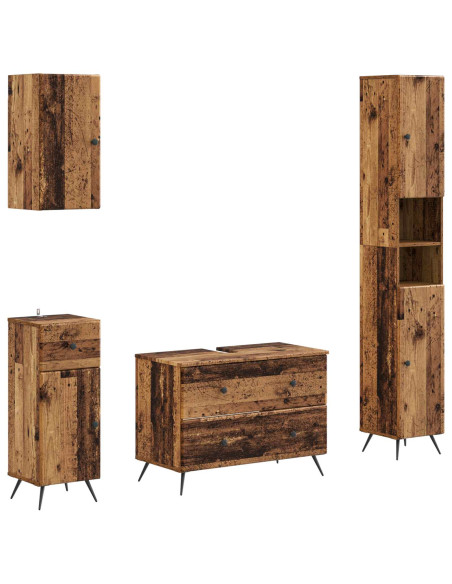 Set di Mobili da Bagno da 4 Pezzi BREDA Legno antico