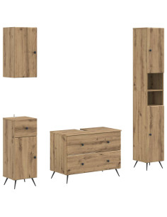 Set di Mobili da Bagno da 4 Pezzi BREDA Rovere Artigianale