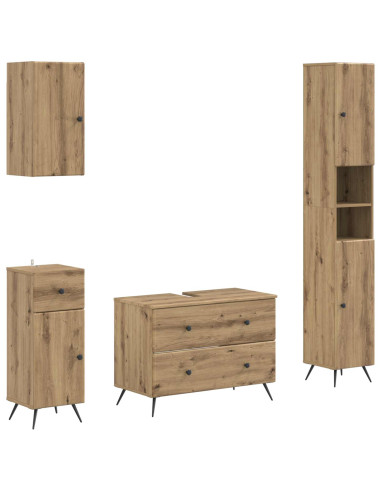 Set di Mobili da Bagno da 4 Pezzi BREDA Rovere Artigianale