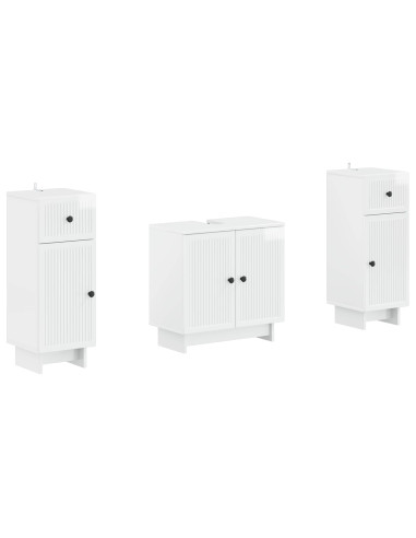 Set di Armadi da Bagno da 2 Pezzi EDE Bianco Lucido