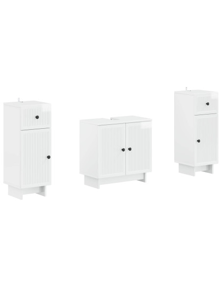 Set di Armadi da Bagno da 2 Pezzi EDE Bianco Lucido