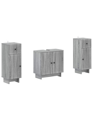 Set di Armadi da Bagno da 2 Pezzi EDE Sonoma grigio