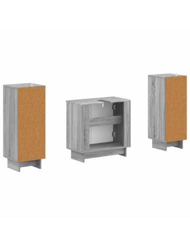 Set di Armadi da Bagno da 2 Pezzi EDE Sonoma grigio