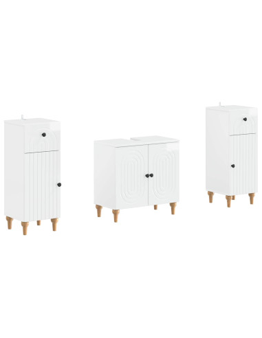 Set di Armadi da Bagno da 2 Pezzi ALKMAAR Bianco Lucido