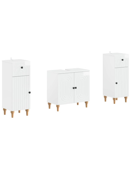 Set di Armadi da Bagno da 2 Pezzi ALKMAAR Bianco Lucido
