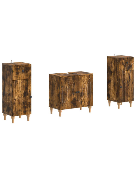 Set di Armadi da Bagno da 2 Pezzi ALKMAAR Rovere Fumo