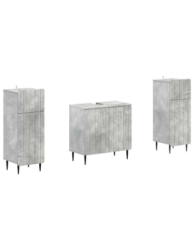 Set di Armadi da Bagno da 2 Pezzi ZWOLLE Grigio Cemento