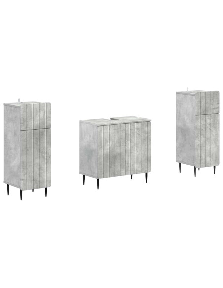 Set di Armadi da Bagno da 2 Pezzi ZWOLLE Grigio Cemento