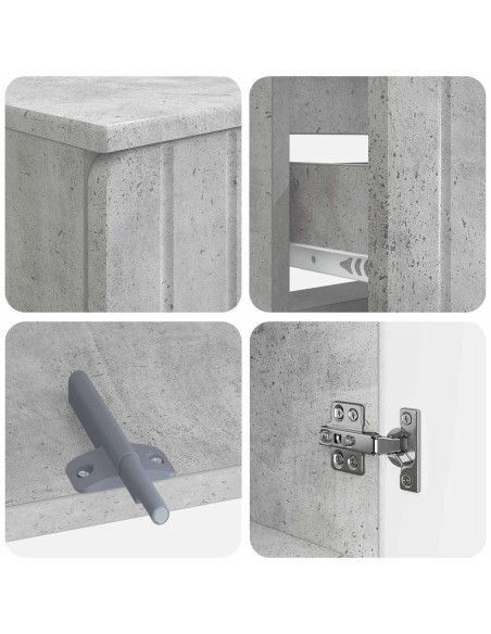 Set di Armadi da Bagno da 2 Pezzi ZWOLLE Grigio Cemento