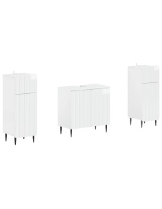 Set di Armadi da Bagno da 2 Pezzi ZWOLLE Bianco Lucido