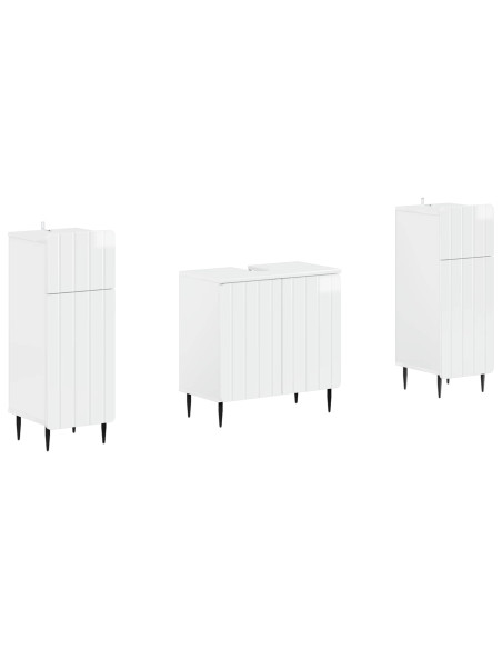 Set di Armadi da Bagno da 2 Pezzi ZWOLLE Bianco Lucido