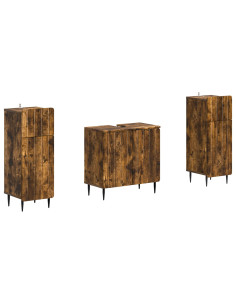 Set di Armadi da Bagno da 2 Pezzi ZWOLLE Rovere Fumo