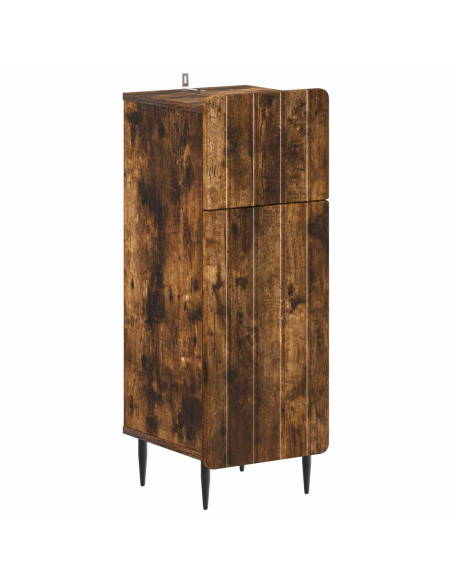 Set di Armadi da Bagno da 2 Pezzi ZWOLLE Rovere Fumo