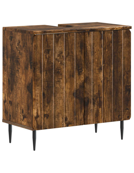 Set di Armadi da Bagno da 2 Pezzi ZWOLLE Rovere Fumo