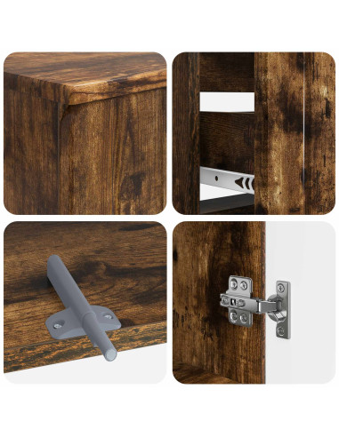 Set di Armadi da Bagno da 2 Pezzi ZWOLLE Rovere Fumo
