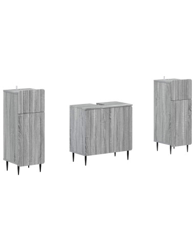 Set di Armadi da Bagno da 2 Pezzi ZWOLLE Sonoma grigio