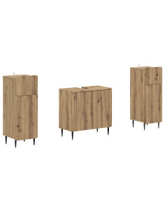 Set di Armadi da Bagno da 2 Pezzi ZWOLLE Rovere Artigianale