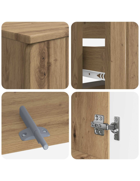 Set di Armadi da Bagno da 2 Pezzi ZWOLLE Rovere Artigianale