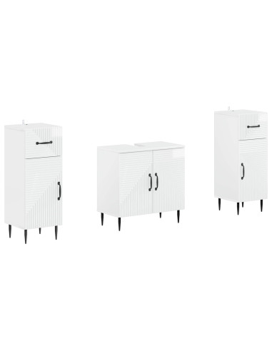 Set di Armadi da Bagno da 2 Pezzi HAARLEM Bianco Lucido