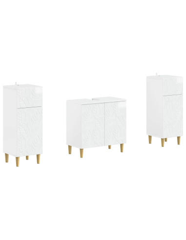Set di Armadi da Bagno da 2 Pezzi DELFT Bianco Lucido