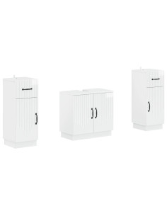 Set di Armadi da Bagno da 2 Pezzi HOORN Bianco Lucido
