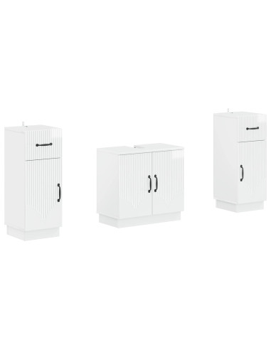 Set di Armadi da Bagno da 2 Pezzi HOORN Bianco Lucido