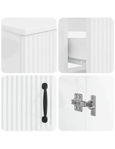 Set di Armadi da Bagno da 2 Pezzi HOORN Bianco Lucido