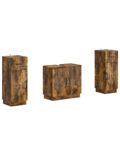 Set di Armadi da Bagno da 2 Pezzi HOORN Rovere Fumo
