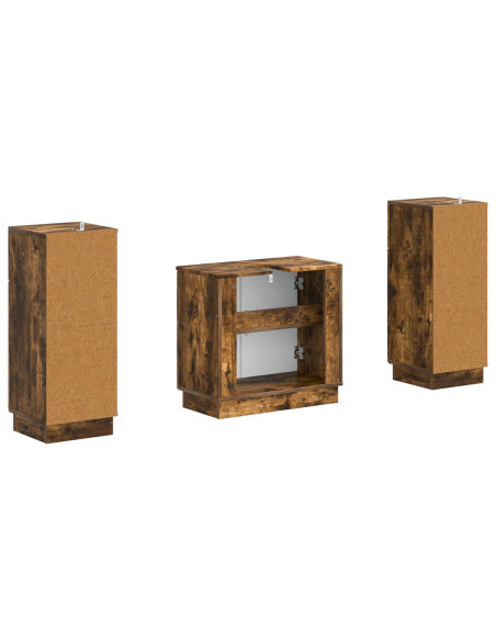 Set di Armadi da Bagno da 2 Pezzi HOORN Rovere Fumo
