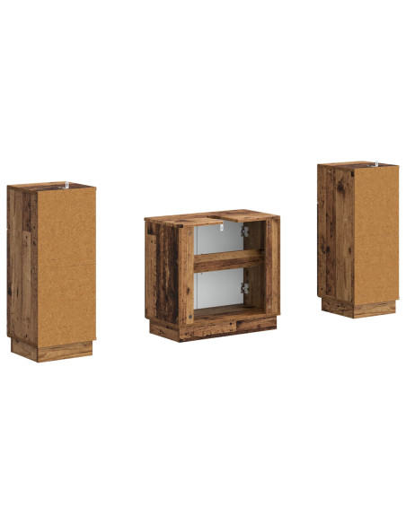 Set di Armadi da Bagno da 2 Pezzi HOORN Legno antico