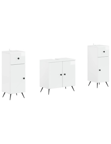 Set di Armadi da Bagno da 2 Pezzi BREDA Bianco Lucido