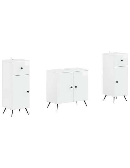 Set di Armadi da Bagno da 2 Pezzi BREDA Bianco Lucido