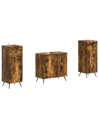 Set di Armadi da Bagno da 2 Pezzi BREDA Rovere Fumo